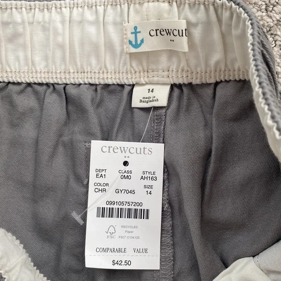 Boys Crewcuts Grey Khaki Shorts Preppy Size 14 New with Tags - Picture 3 of 4